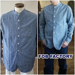 FOB FACTORY(エフオービーファクトリー) 　綿素材　バンドカラー長袖シャツ/　BAND COLLAR SHIRT　 F3428のサムネイル
