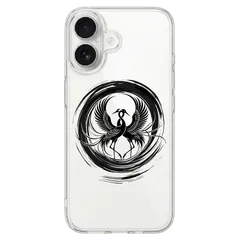 iPhone対応 スマホ ハードケース クリア シルエット 鶴 ブラック 黒 日本 Sumi-e Silhouette Art 和モダン 禅 縁起物 お守り シルエット 【iPhone Android ほぼ全機種対応】 |iajpcr1b