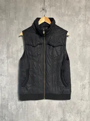 【高級感】カールカナイ エンボスロゴ 中綿 キルティング ベスト L 黒 KARL KANI PU レザー フェイクレザー ジップアップ 刺繍 B系 ヒップホップ ストリート 90s バイカー 13K1601 PEET ブラック 極太 ゆるだぼ