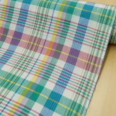 1ｍ　3722-20313　インド綿 生地 布 マドラスチェック ワンピース コットン 布地 110cm幅