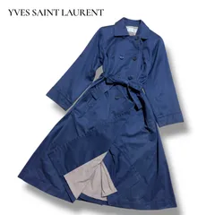 90s✨イヴ・サンローラン　ヴィンテージ トレンチコート バイカラー ギャザー Sautum] レディース 90's~ Yves Saint Laurent レオパード柄 トレンチ