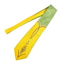 FENDI フェンディ ネクタイ イエロー 総柄 アート柄 シルク