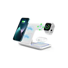 Twofox ワイヤレス充電器 （非 磁気）3in1 急速充電15W/10W/7.5W 同時にi-Phone/Apple Watch/Airpodsに対応 Phone17/17Plus/16Pro /17Pro Max /16/15/14/13Pro/Pr 1