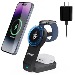 【新登場】ワイヤレス充電器 3 in 1 Mag-Safe式 アップルウォッチ充電器 折りたたみ式 マグネット式 急速 スタンド i-Phone 17/16/15/14/13/12シリーズ iWatch Ultra2/Ultra/SE/11/10/9/8/ 1