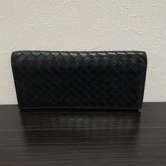 ®️【美品】BOTTEGA VENETA ボッテガヴェネタ イントレチャート ロングウォレット 長財布 札入れ 二つ折り財布 ブラック 黒 編み込み レザー