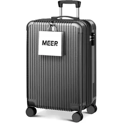[meer] スーツケース 超軽量 キャリーケース キャリーバッグ 隠しフック機能 360度回転 耐衝撃 静音 TSAローク搭載 泊まる ファスナー式 ビジネス 修学旅行 海外旅行 国内旅行 小型 出張 (ブラック, Sサイズ (超軽量)) 1