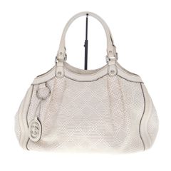 COACH パンチングレザー ハンドバッグ ホワイト×ブルー - メルカリ