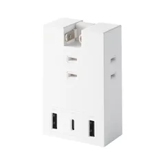 エレコム 電源タップ USB コンセント 15W AC×3個口 USB-A×2 USB-C×1 直挿し 180度スイングプラグ 雷ガード ホコリ防止シャッター付き ホワイト ECT-37-3A2CWH 0