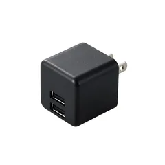 エレコム USB充電器 USB コンセント 合計12W (5V/2.4A) 2ポート USB-A コンパクト 折りたたみ式プラグ [iPhone15、Androidなど各種対応] ブラック EC-AC3912BK 1