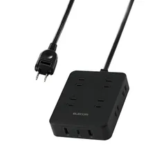 エレコム 電源タップ USB付き 20W PD対応 Type-C×1 USB-A×2 ACプラグ×8 1.5m 雷ガード ホコリ防止シャッター ブラック ECT-44-8A2C15BK 0