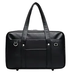 [HEWEAYTA] スクールバック 高校生 肩掛け 合皮 - スクバ A4対応 通学 収納ポケット 学生鞄 型押し 大容量 無地 軽量 背負える(ブラック free size) 1