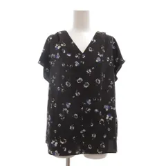アーバンリサーチ ドアーズ URBAN RESEARCH DOORS 美品 ブラウス F 黒 ブラック 花柄 Vネック 半袖 フレンチスリーブ /NL ■ECF003