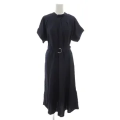 ビス ViS タグ付き シャツワンピース ロング丈 F 紺 ネイビー 半袖 バンドカラー バックボタン /NL ■ECF003