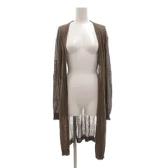 マックスマーラステュディオ Max Mara Studio カーディガン 麻 リネン M ロング丈 ノーカラー ドローコード ブラウン /SX ■ECG001