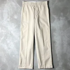 80s USA製 Dickies ノータック コットン ポリエステル チノ ワーク パンツ 33 32 / 80年代 アメリカ製 ビンテージ ディッキーズ カーキ チビタグ