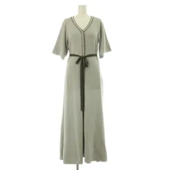 プロポーション ボディドレッシング PROPORTION BODY DRESSING 金ボタンニットワンピース ロング フレアスリーブ 五分袖 M ライトグレー /MY ■OS