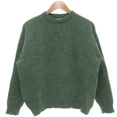 コーエン coen 美品 ニット セーター S クルーネック ガーター編み 緑 グリーン 長袖  /KB ■GY12
