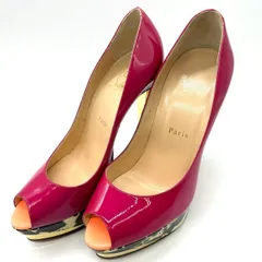 Christian Louboutin クリスチャン ルブタン ハイヒール 24.5 39 プラットフォーム オープントゥ エナメル ピンク レディース