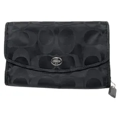 COACH コーチ シグネチャー トラベルポーチ トラベルケース ブラック 黒 美品 aq12679