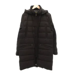 ナノユニバース nano universe ダウンコート L 西川ダウン ハーフ ミドル丈 フロントフライ フード ブラウン /SX ■GY06