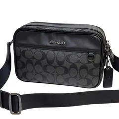 COACH コーチ グラハム シグネチャー ダブルファスナー ショルダーバッグ カメラバッグ メッセンジャーバッグ クロスボディ 斜め掛け PVC キャンバス レザー ブラック 黒 C4149