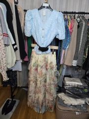 レース ブルー ブラウス