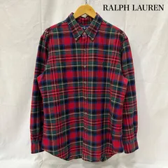 ラルフローレン チェック柄長袖シャツ CUSTOM FIT ワンポイント刺繍 red×green L メンズ L ISItems【USED】【古着】【中古】50154821