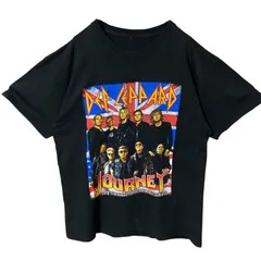 L ツアー バンT バンド ビッグプリント デフパレード ジャーニー 人物 ロック ブラック 黒 Tシャツ レディース ユニセックス メンズ 古着 半袖 CHM