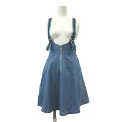 メゾピアノ mezzo piano 子ども服 M 青 ジャンパースカート フロントジッパー ひざ丈 ミニ/RN ■GY58