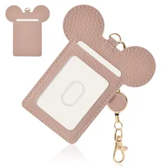 【新品】 Wasenn 定期入れ リール付き 透明 パスケース 可愛い レディース 学生 高校生女子用 通学 通勤 キャラクター 伸縮 カードホルダー 萌え耳デザイン ICカード対応 バッグ掛け可能 (アプリコットピンク) 0