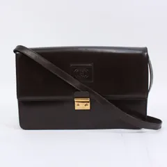 GUCCI オールドグッチ レザー ブラウン ショルダーバッグ ゴールド