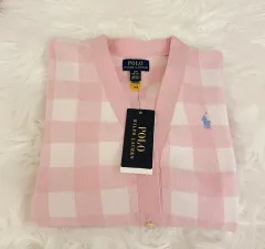 POLO RALPH LAUREN ポロラルフローレン ガールズ ピンク ギンガム CHECK カーディガン L