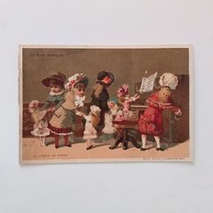 フランスアンティーククロモスカード 子供たちのカフェタイム - メルカリ