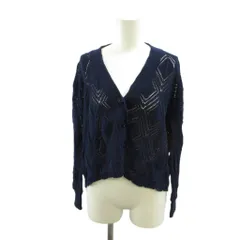 コムサイズム COMME CA ISM カーディガン ニット 長袖 透かし編み Vネック F 紺 ネイビー /XZ ■ECD001