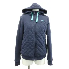 プーマ PUMA パーカー スウェット 中綿 長袖 裏地ボア ジップアップ ロゴ M 紺 ネイビー /XZ ■ECD001