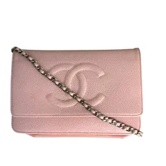 シャネル CHANEL ココマークチェーンウォレット A4854 ピンク/シルバー金具 キャビアスキン レディース ショルダーバッグ