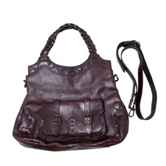 ANNA SUI 本革 バタフライ レザー 2WAY ショルダーバッグ 編み込み　Y2K ダークブラウン