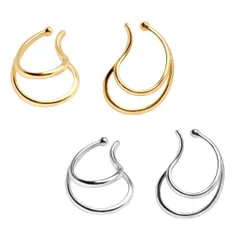 イヤーカフ 2点セット ゴールド シルバー 重ね付け ピアス穴不要 シンプル