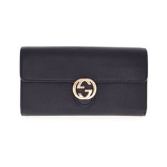 [Used] GUCCI 615524 Interlocking Long Wallet, Leather, Women's/Men's Wallet, Black, Brand