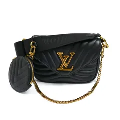 LOUIS VUITTON ルイ・ヴィトン LVロゴ ミュルティ・ポシェット ニューウェーブ チェーン 2Wayショルダーバッグ ブラック M56461 ICチップ レディース 中古
