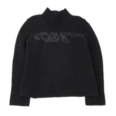 コムデギャルソン オムプリュスCOMME des GARCONS HOMME PLUS ウール顔料ロゴプリントニットセーター 黒M位