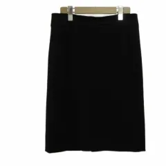 モディファイ Modify スカート ウール 42 黒 ブラック 無地 膝丈 ストレートシルエット /PP ■GY58