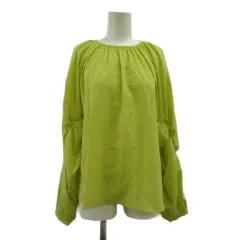 オペークドットクリップ OPAQUE.CLIP シャツ ブラウス 38 黄 イエロー ギャザーネック 無地 長袖 /PP ■GY58