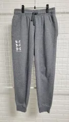 L UNDER ARMOUR アンダーアーマー メランジュグレー 裏地弱起毛 コットン スウェットジョガーパンツ 約100