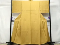 平和屋着物■色留訪問着　刺繍　草花文　黄金色　銀糸　鈴乃屋扱い　正絹　逸品　CABD6266fb