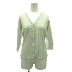 アー・ヴェ･ヴェ a.v.v カーディガン 七分袖 グレー シルバー ラメ入り 刺繍 トップス /PP ■GY58