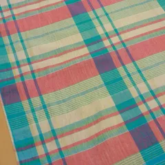 1ｍ　 	3840-SF204 ピンク　インド綿 生地 布 マドラスチェック ワンピース コットン 布地 110cm幅