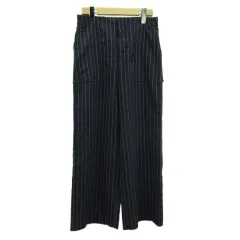 ジョルジュ レッシュ GEORGES RECH パンツ スラックス ワイド イージー ストライプ 36 紺 ネイビー /XZ ■GY58