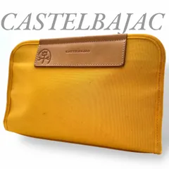 【B4823】 CASTELBAJAC カステルバジャック クラッチバッグ セカンドバッグ メンズ イエロー キャンバス ファスナー ロゴ刻印