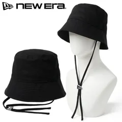 新品 NEWERA ニューエラ 正規品 NEW ERA バケット ハット 帽子 バケハ 刺繍 ロゴ ローアングル セーラーブリム ストラップ付 あご紐 あごひも ユニセックス レディース メンズ 黒 ブラック 14744764